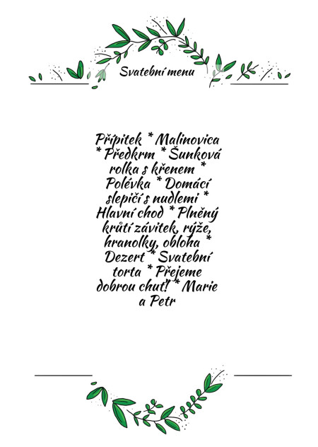 Svatební menu - Šablona ID 13122