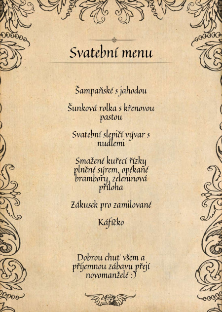 Svatební menu - Šablona ID 13533