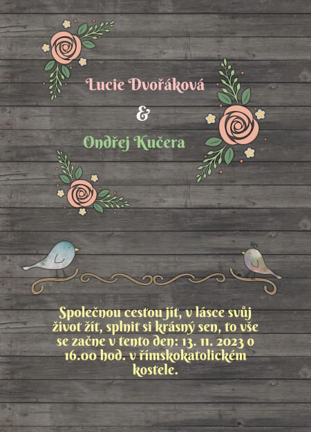 Svatební oznámení - Šablona ID 13629