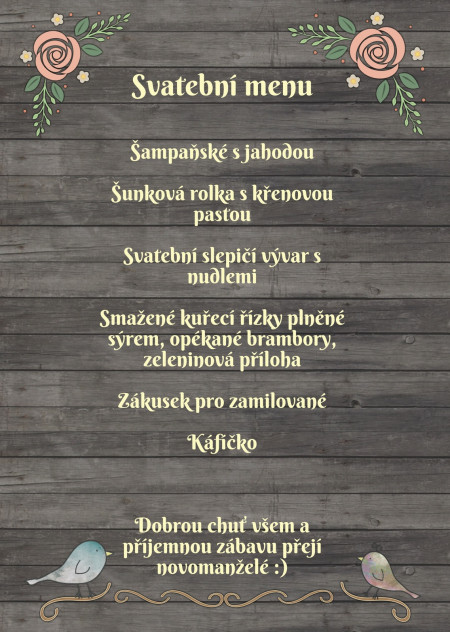 Svatební menu - Šablona ID 13641