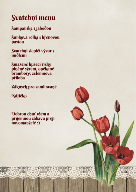 Svatební menu - Šablona ID 13731