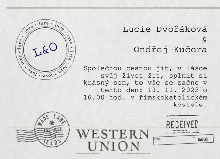 Svatební oznámení - Šablona ID 13754