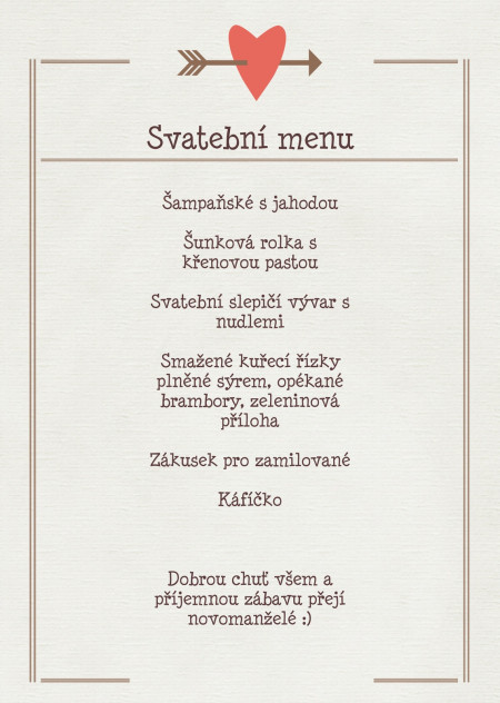 Svatební menu - Šablona ID 13781