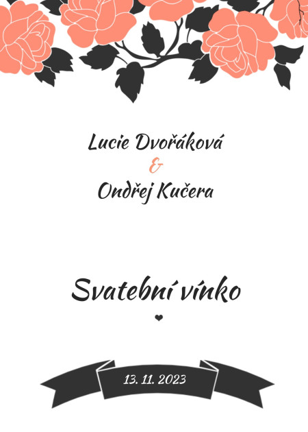 Svatební etikety na lahve - Šablona ID 13787