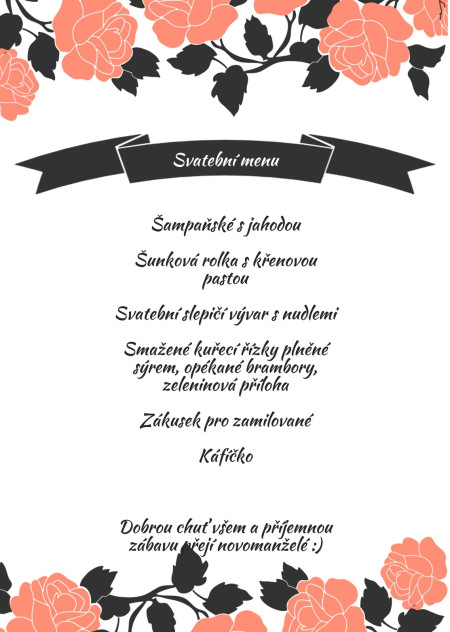 Svatební menu - Šablona ID 13796