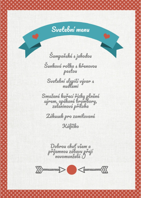 Svatební menu - Šablona ID 13811