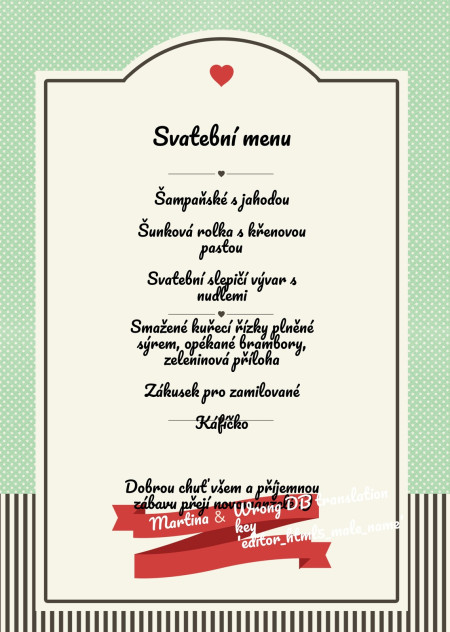 Svatební menu - Šablona ID 13841