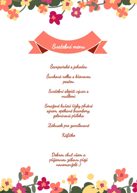 Svatební menu - Šablona ID 13856