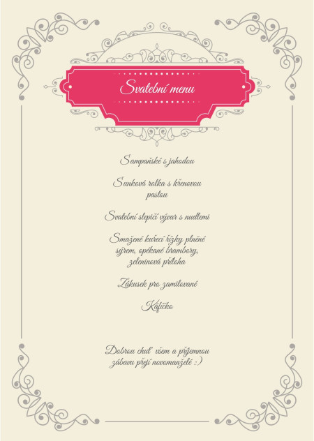 Svatební menu - Šablona ID 13886