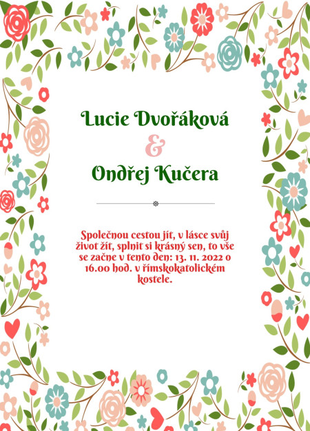 Svatební oznámení - Šablona ID 13889