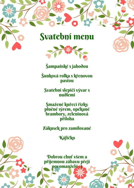 Svatební menu - Šablona ID 13901