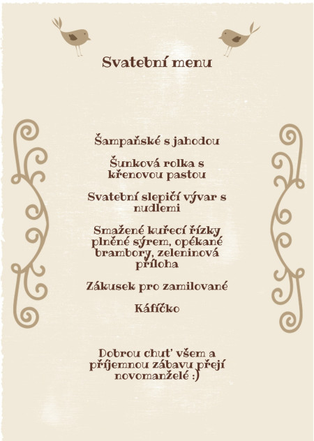 Svatební menu - Šablona ID 13931