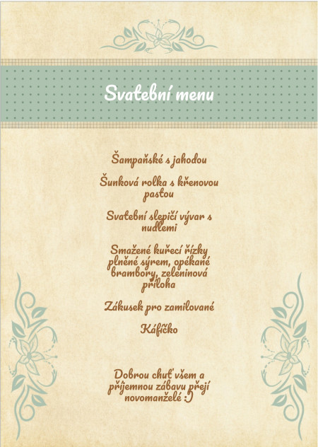 Svatební menu - Šablona ID 13946